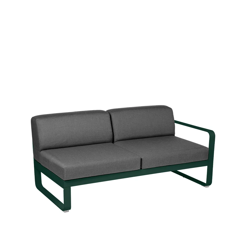 Bellevie Right modulsoffa, 2-sits Cedar green (grön), graphite grey dyna Fermob