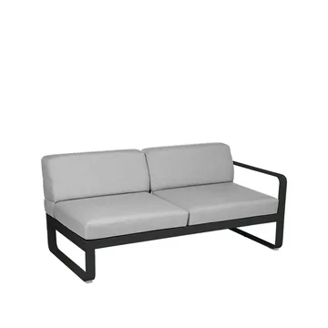 Bellevie Right modulsoffa - 2-sits Liquorice (svart), flannel grey dyna - Fermob