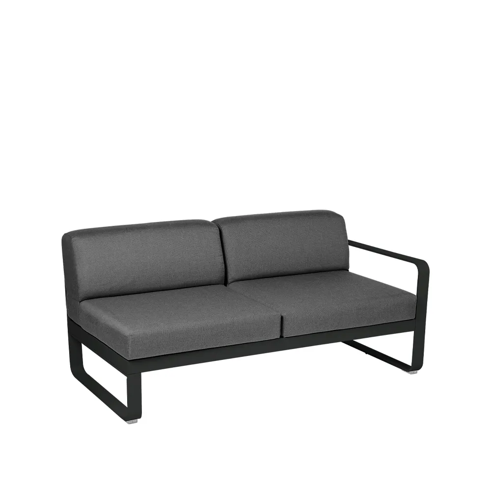 Bellevie Right modulsoffa, 2-sits Liquorice (svart), graphite grey dyna Fermob