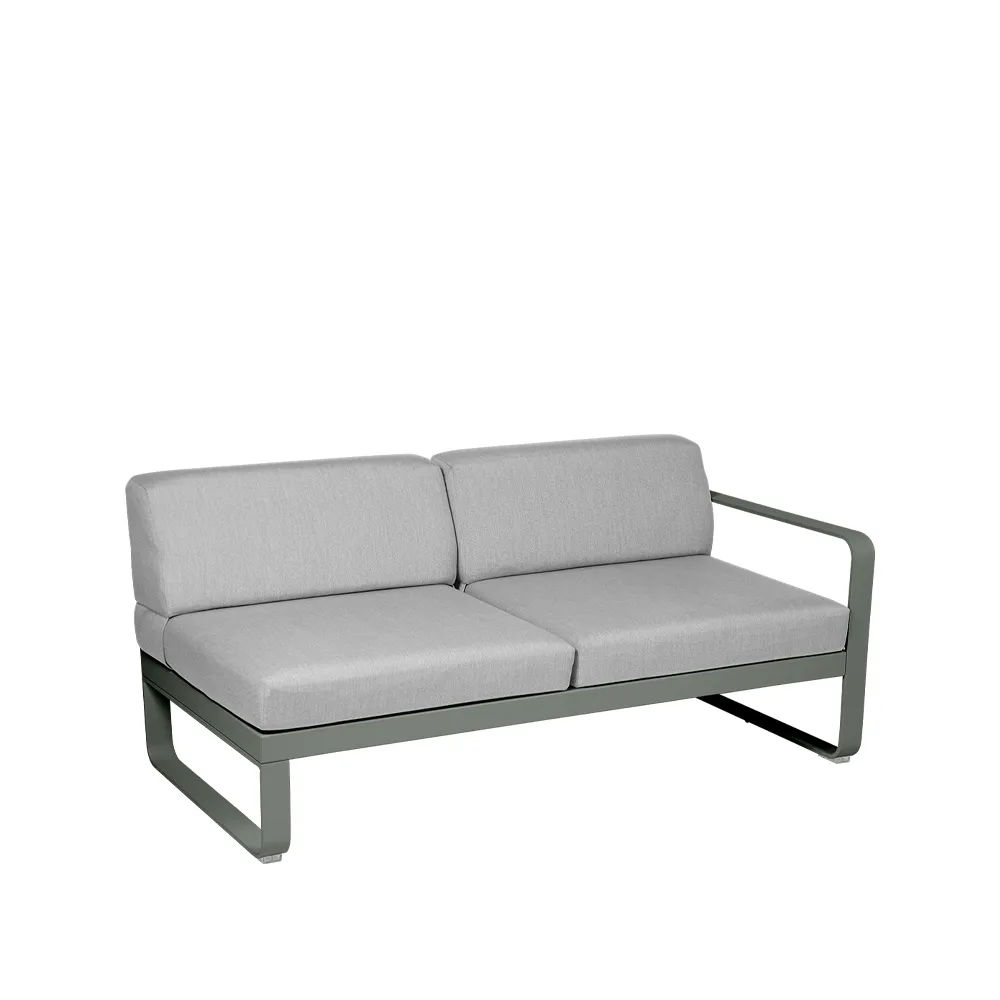 Bellevie Right modulsoffa, 2-sits Rosemary (grön), flannel grey dyna Fermob