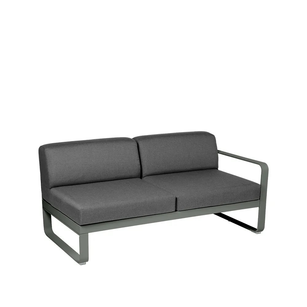 Bellevie Right modulsoffa, 2-sits Rosemary (grön), graphite grey dyna Fermob