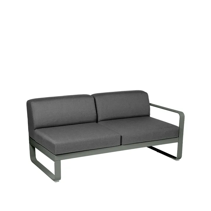 Bellevie Right modulsoffa - 2-sits Rosemary (grön), graphite grey dyna - Fermob