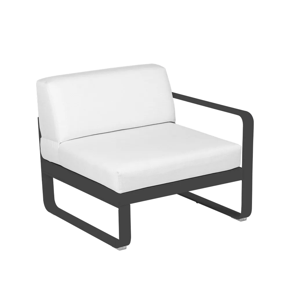 Bellevie Right modulsoffa, Anthracite (grå), off-white dyna, 1-sits Fermob