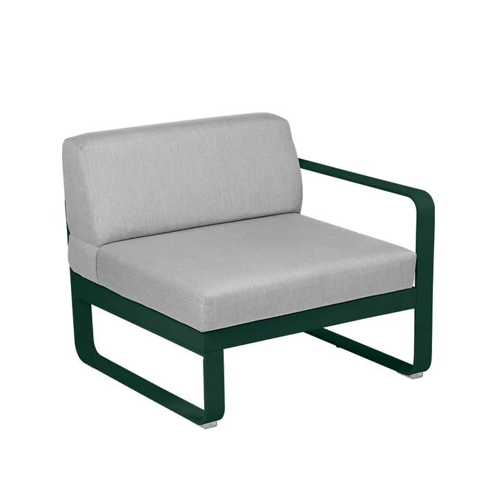 Bellevie Right modulsoffa - Cedar green (grön), flannel grey dyna, 1-sits - Fermob