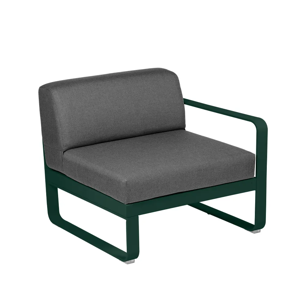 Bellevie Right modulsoffa, Cedar green (grön), graphite grey dyna, 1-sits Fermob