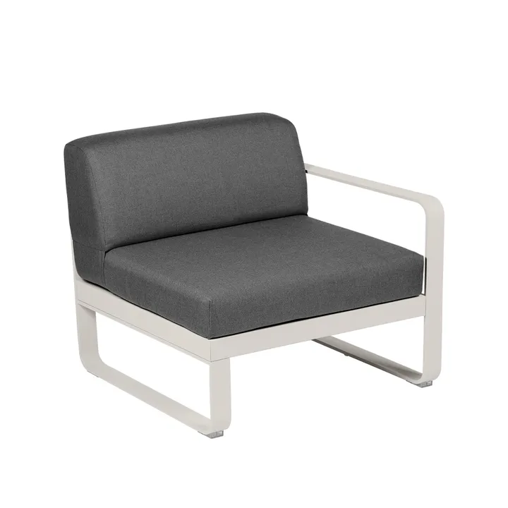 Bellevie Right modulsoffa - Clay grey (grå), graphite grey dyna, 1-sits - Fermob