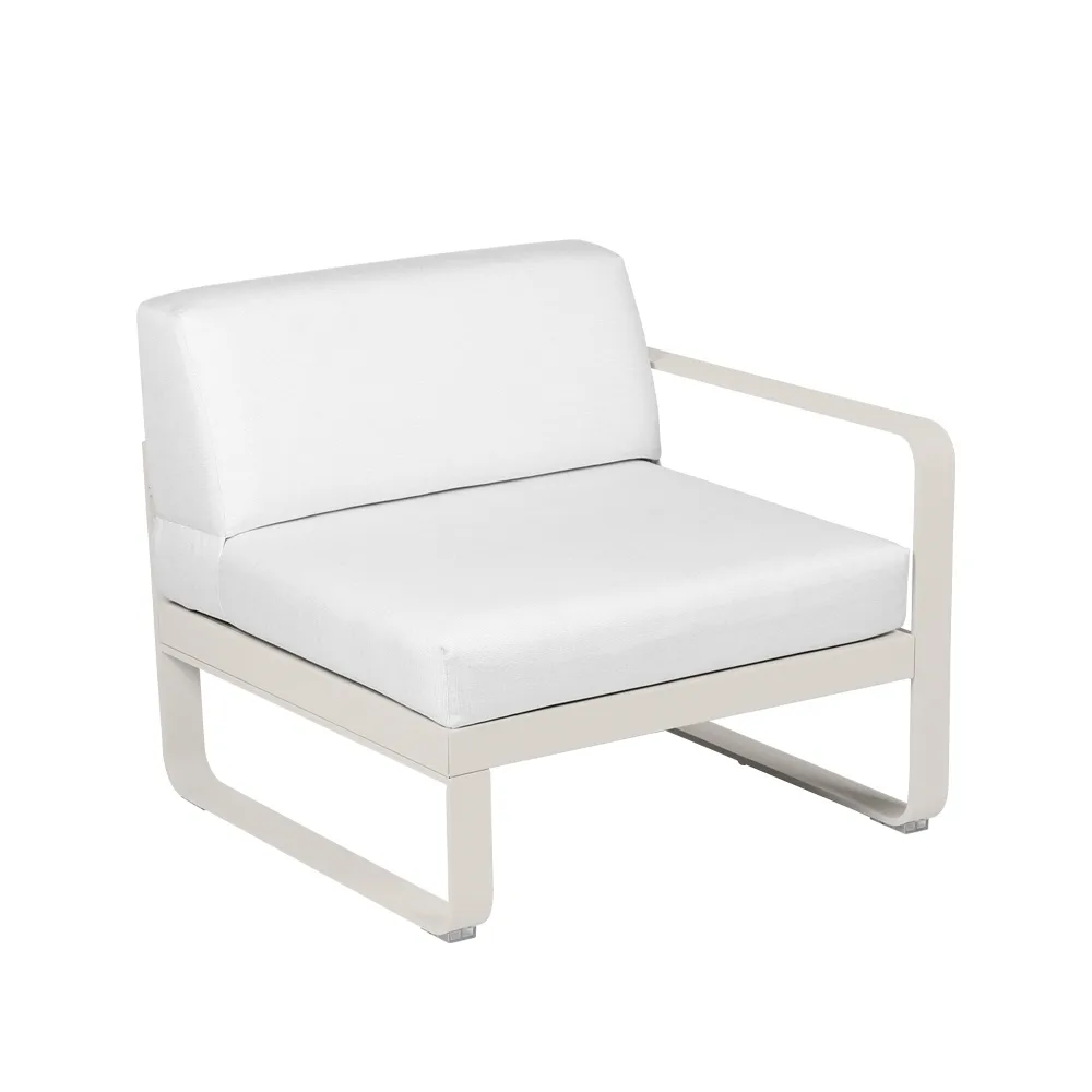 Bellevie Right modulsoffa, Clay grey (grå), off-white dyna, 1-sits Fermob