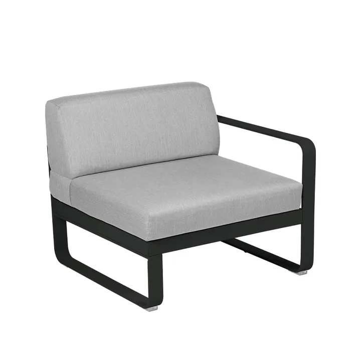 Bellevie Right modulsoffa - Liquorice (svart), flannel grey dyna, 1-sits - Fermob
