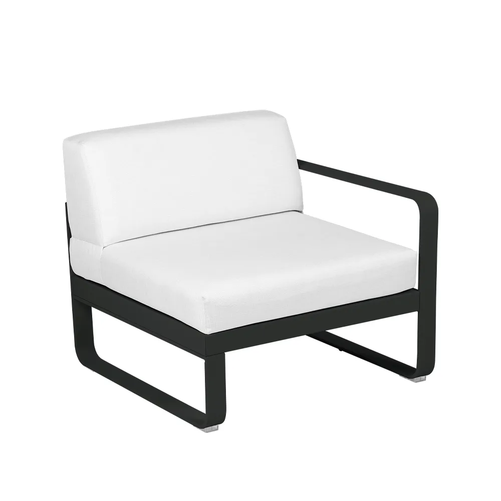 Bellevie Right modulsoffa, Liquorice (svart), off-white dyna, 1-sits Fermob