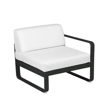 Bellevie Right modulsoffa - Liquorice (svart), off-white dyna, 1-sits - Fermob
