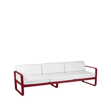 Bellevie soffa - 3-sits Chili (röd), off-white dyna - Fermob