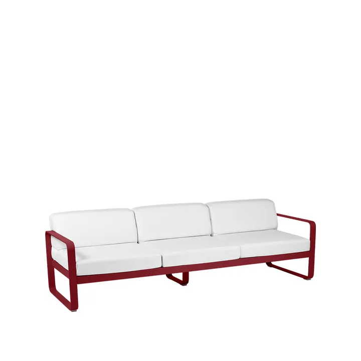 Bellevie soffa - 3-sits Chili (röd), off-white dyna - Fermob