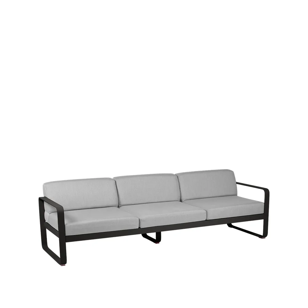 Bellevie soffa, 3-sits Liquorice (svart), flannel grey dyna Fermob