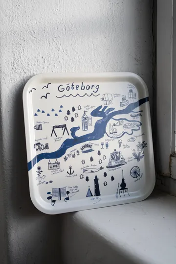 Gothenburg bricka 32x32 cm - White-Blue - Fine Little Day
