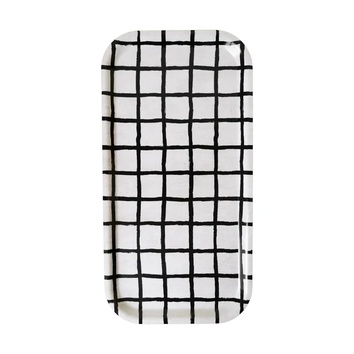 Rutig bricka 22x43 cm - Black-white - Fine Little Day