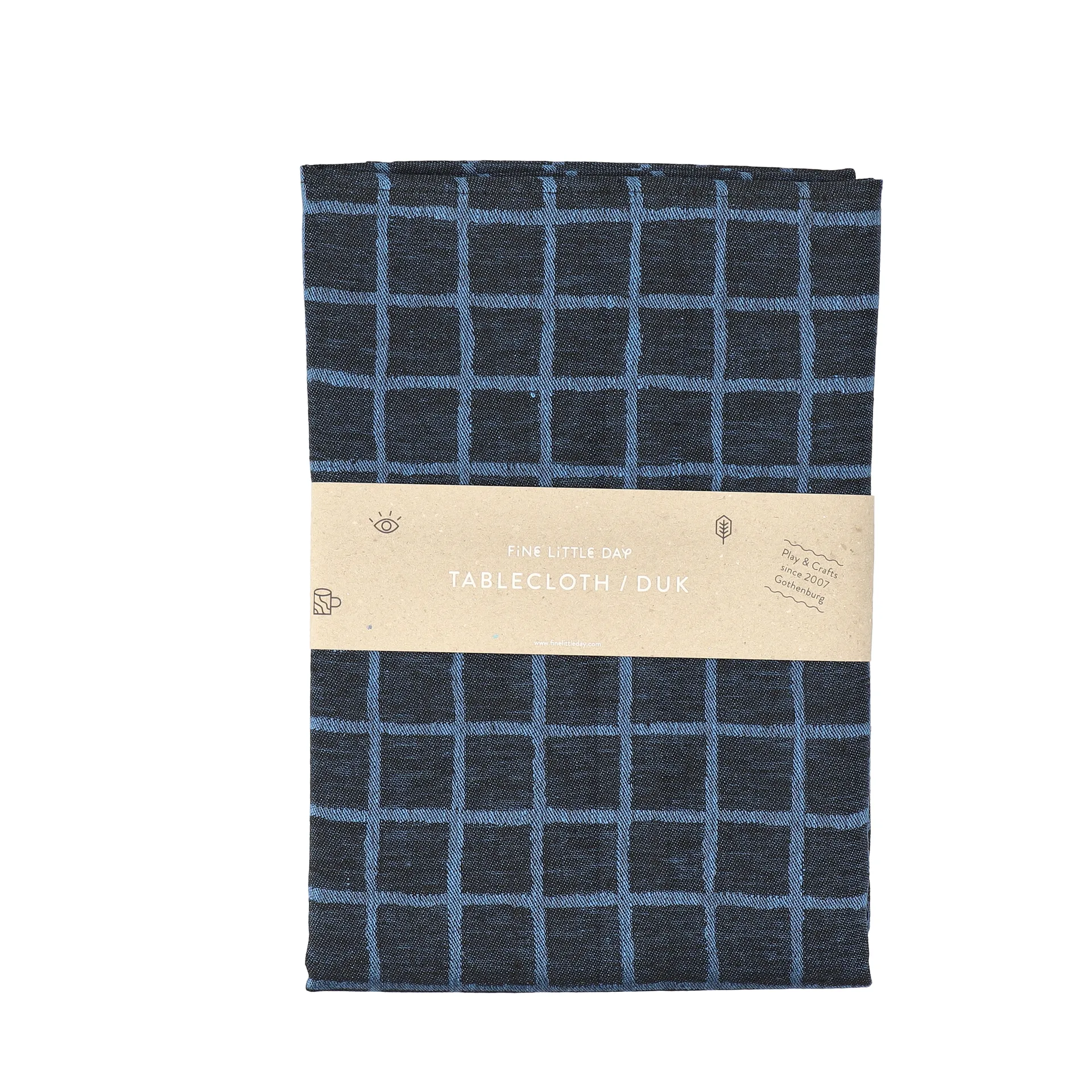Rutig jacquardvävd bordsduk 147x147 cm, Blue-black Fine Little Day