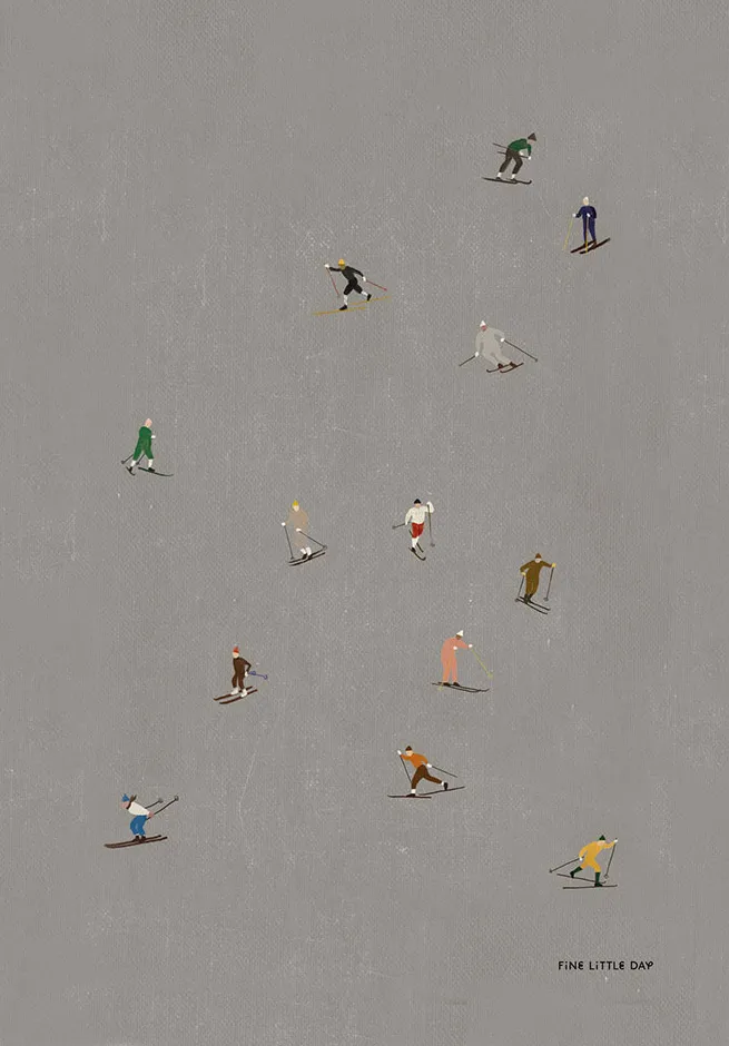 Skiers poster 50x70 cm, Grå Fine Little Day