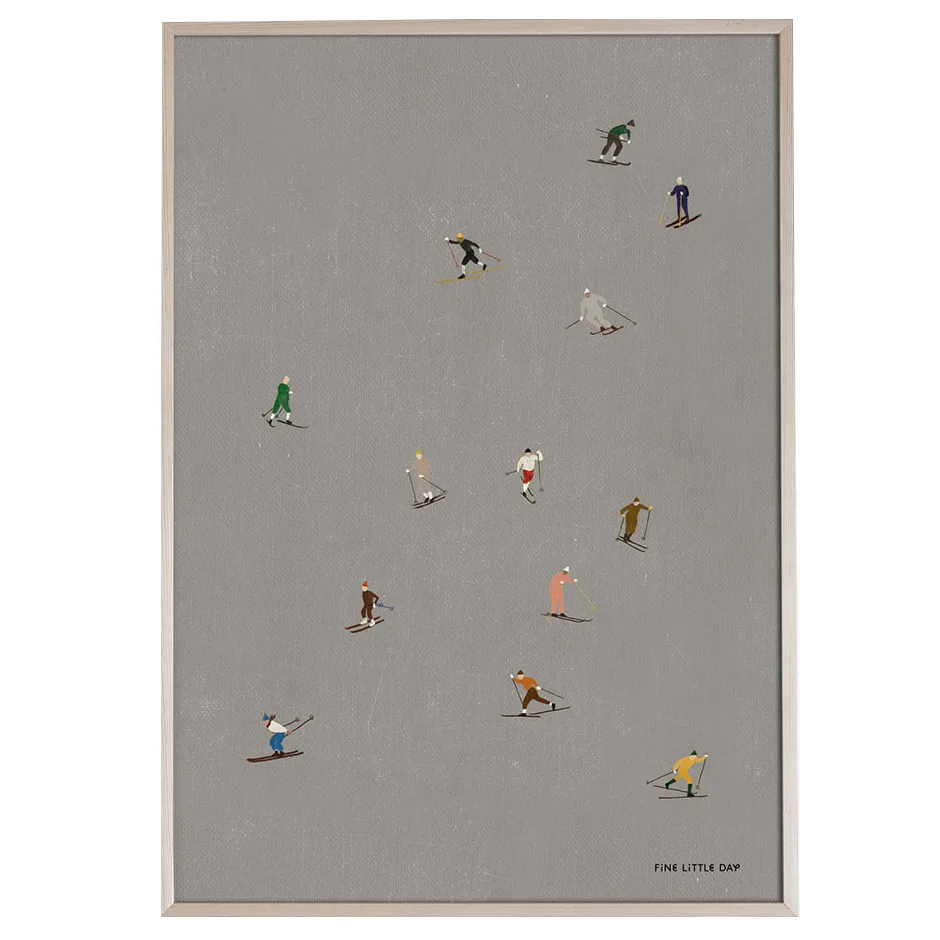 Skiers poster 50x70 cm, Grå Fine Little Day