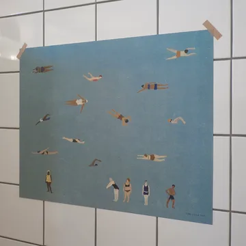 Swimmers poster - Blue, 40x50 cm - Fine Little Day