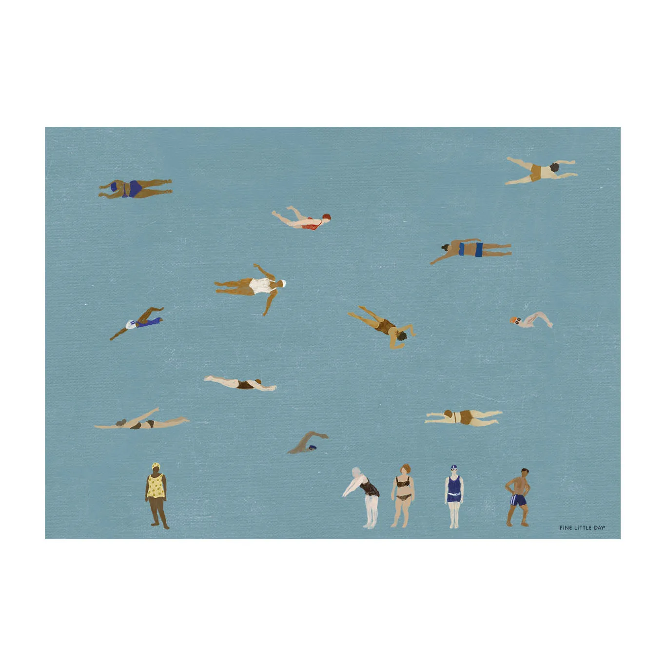 Swimmers poster, Blue, 50x70 cm Fine Little Day