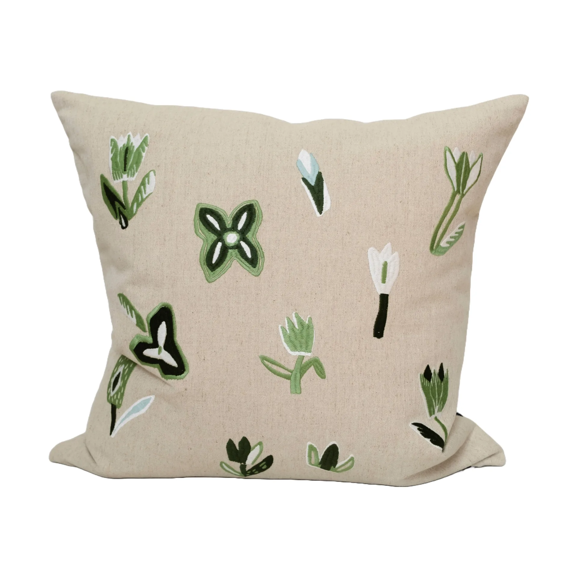 Tulip kuddfodral 48x48 cm, Nature-green Fine Little Day