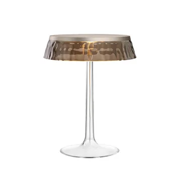 Bon Jour T bordslampa - Rökgrå-mattkromad topp - Flos