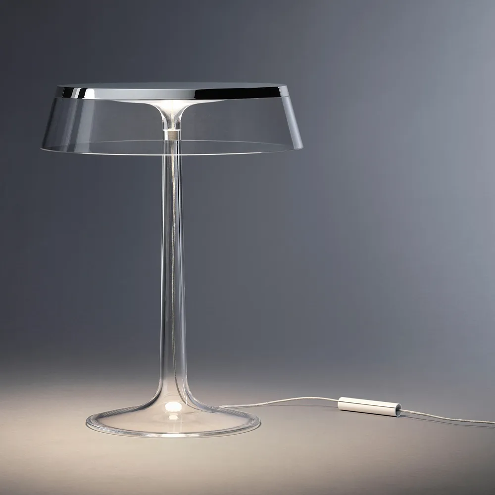Bon Jour T bordslampa, White-soft tyg skärm Flos