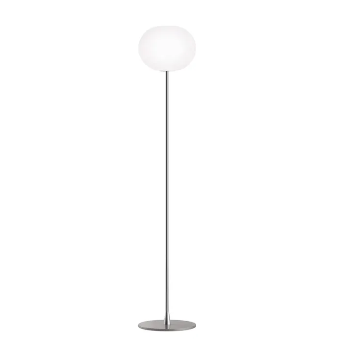 Glo-ball F2 golvlampa - Vitt opalglas-matt silverstativ - Flos