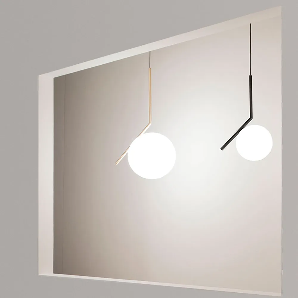 IC lights S1 pendel, Borstad mässing-opal Flos