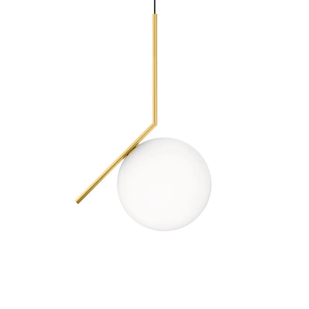 IC lights S2 pendel, Borstad mässing-opal Flos