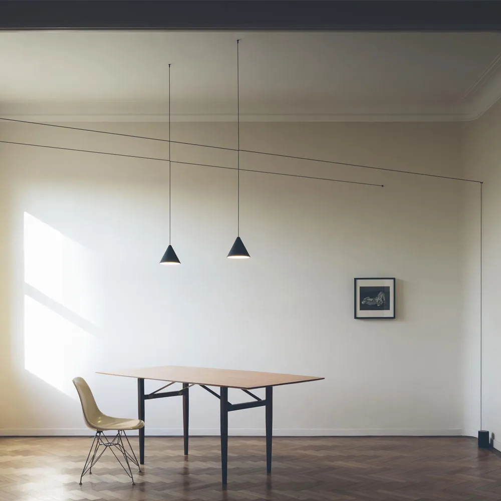 String Light Cone pendel, Svart, 22 m kabel Flos