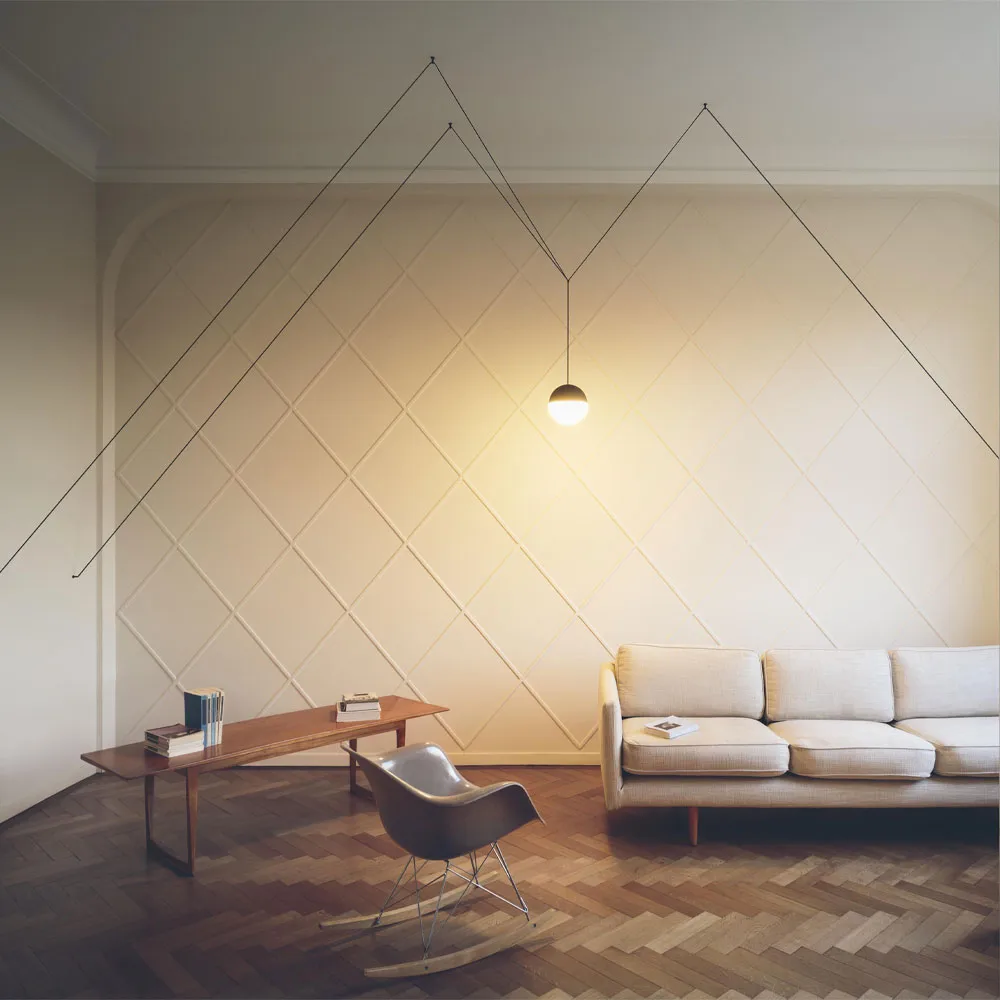 String Light Sphere pendel, Svart, 22 m kabel Flos