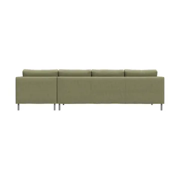 Alex 3-sits soffa chaise lounge höger - Tyg Hiro Lightgreen-aluminiumben - Fogia