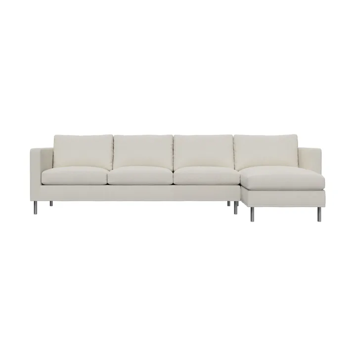 Alex 3-sits soffa chaise lounge höger - Tyg Hiro White-aluminiumben - Fogia