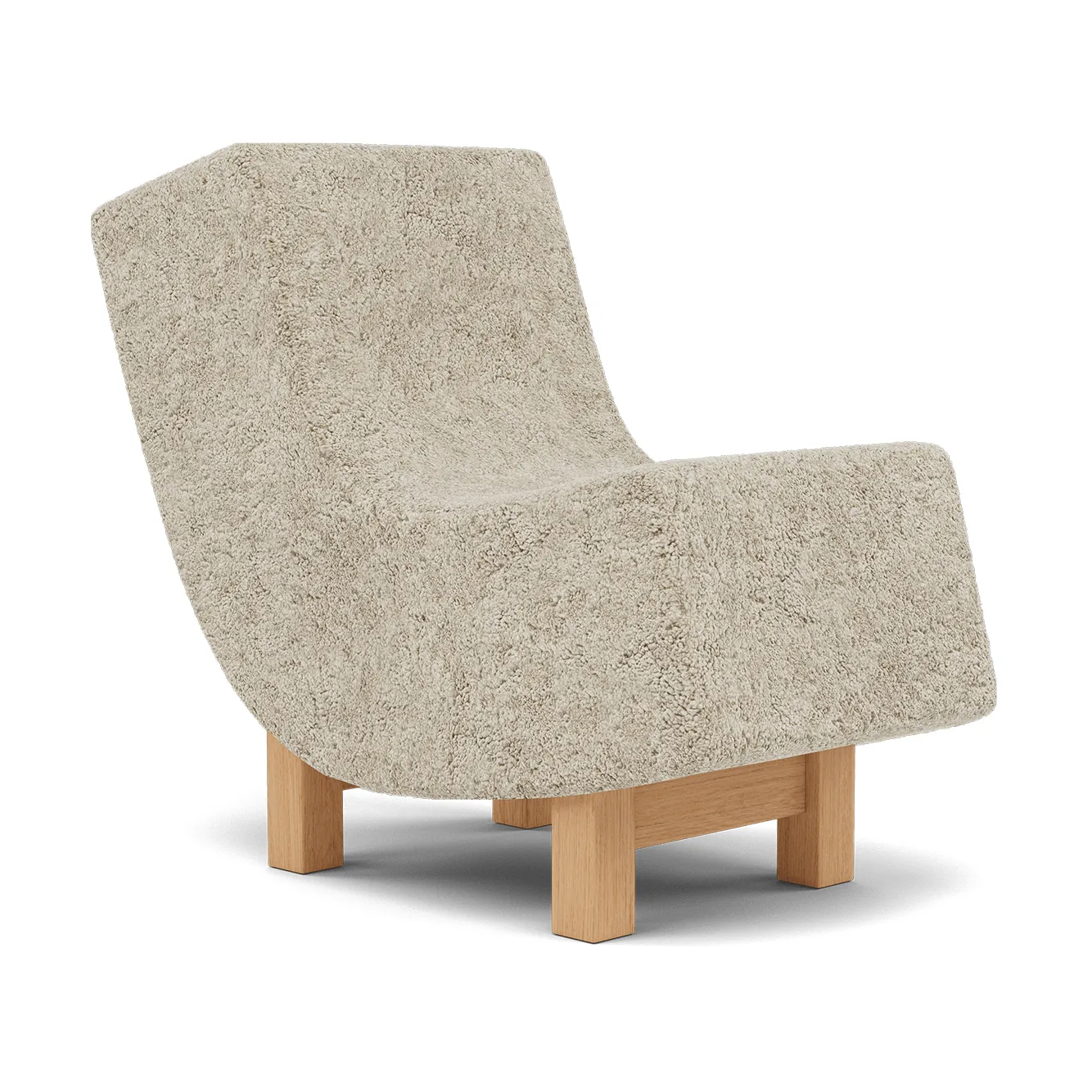 BD1 Lounge Chair, Fårskinn Mohawii-lackerad ek Fogia