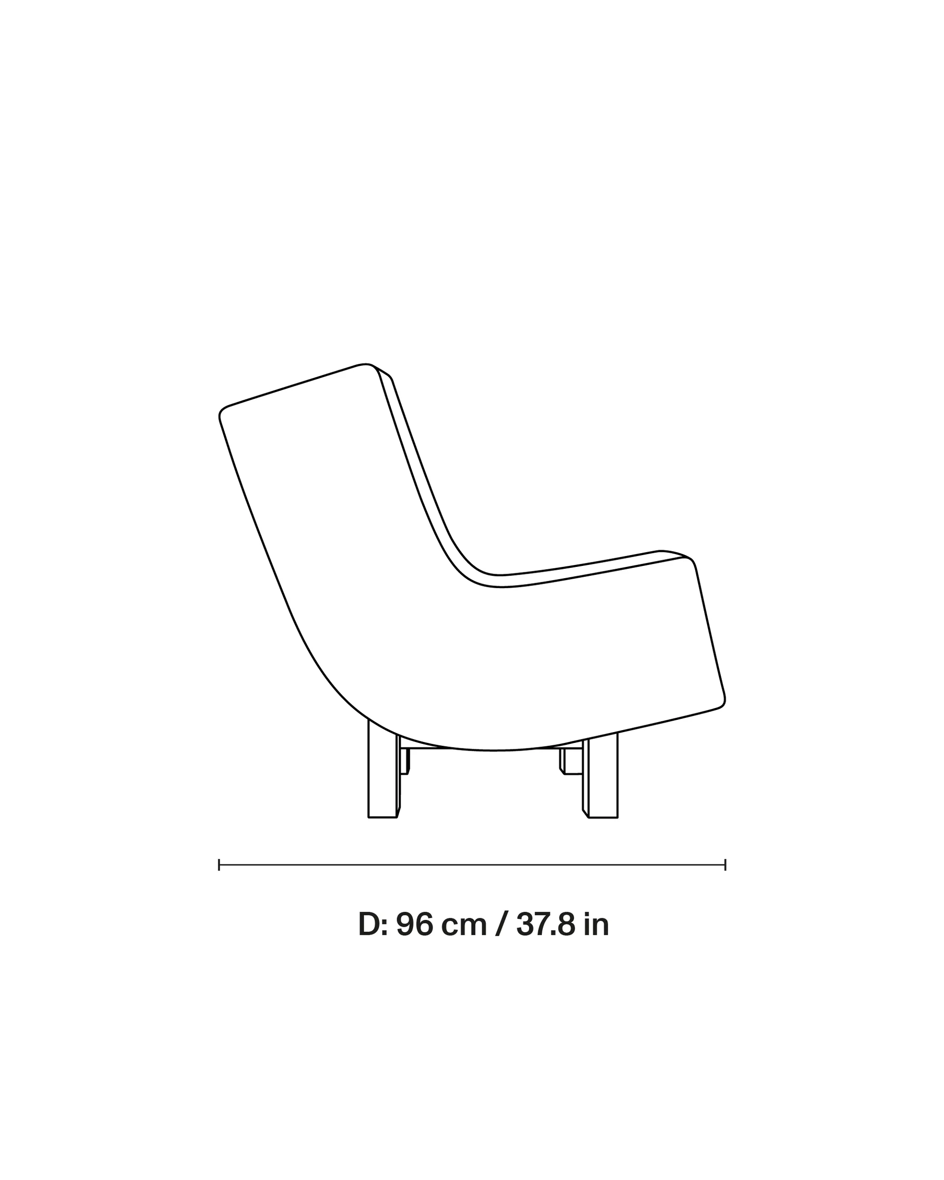 BD1 Lounge Chair, Tyg Karakorum 001-lackerad ek Fogia