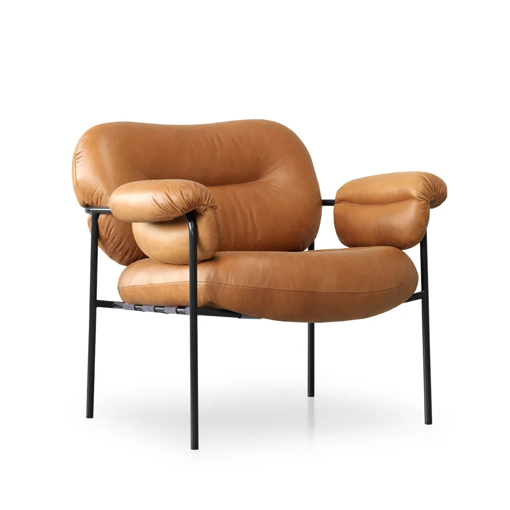 Bollo fåtölj, Vintage cognac-svart Fogia