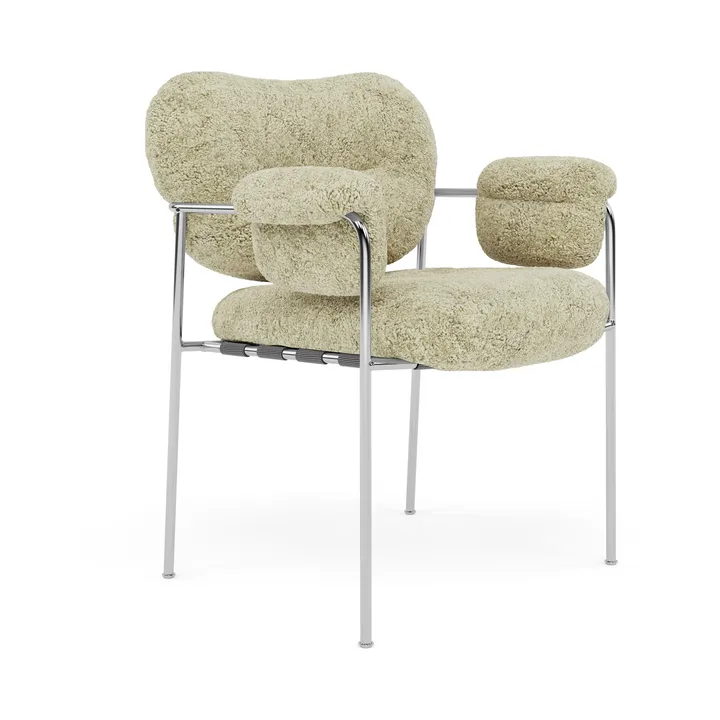 Bollo stol - Sheepskin Mohaw-polished stainless steel - Fogia