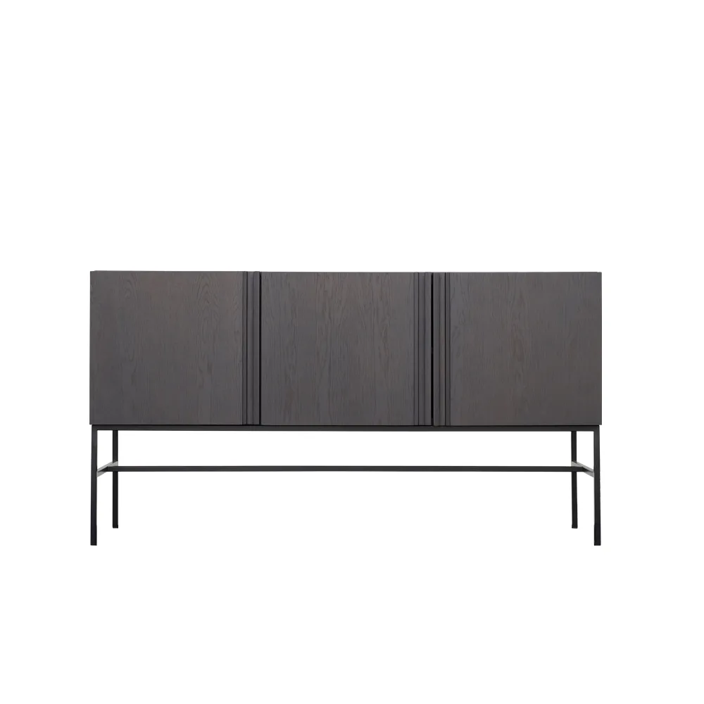Boss sideboard, Ek-3 dörrar-kalksten-metallstativ Fogia
