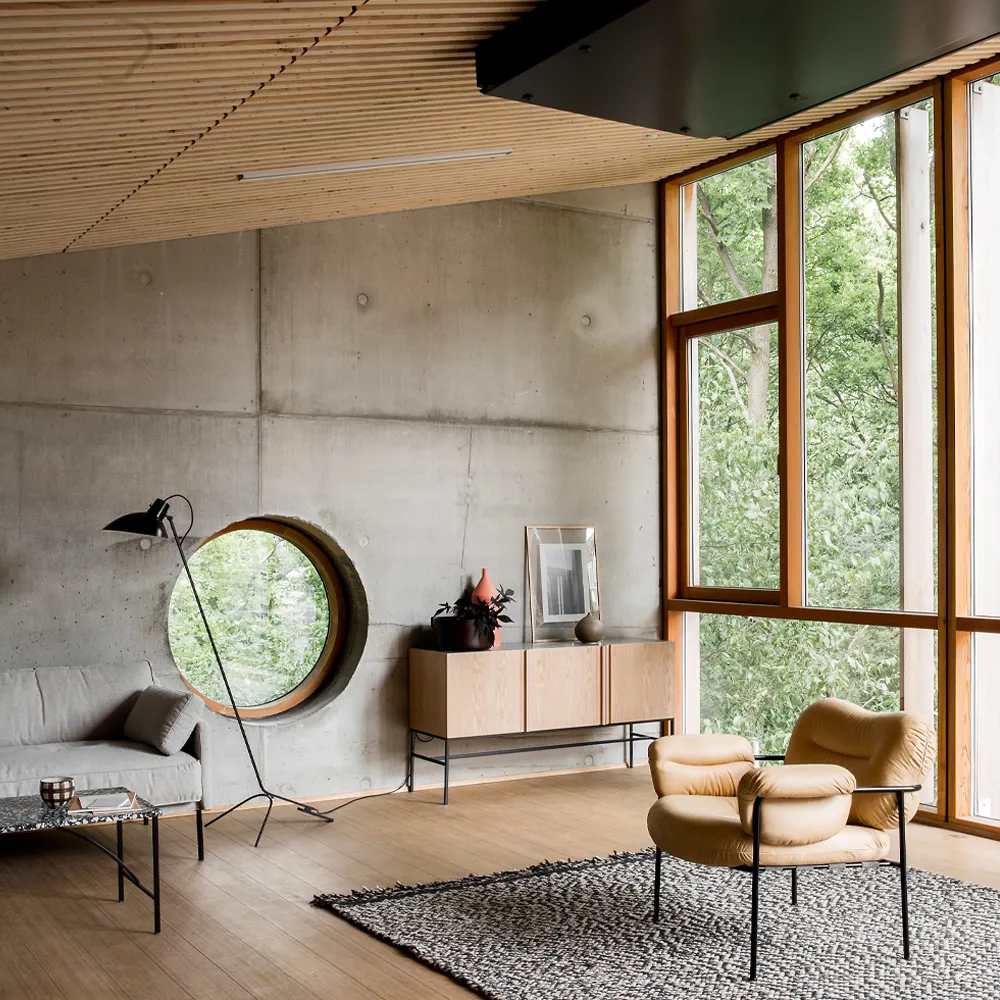 Boss sideboard, Lackad ek-3 dörrar-stenskiva-ek Fogia