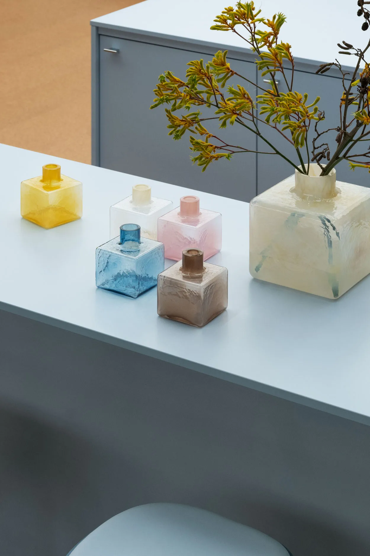 Cube vas, Ochre, 13x10x10 cm Fogia