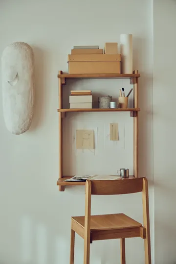 Beam Office Shelf hylla med skrivbord - Deep brown pine, 60x90,5x40 cm - Form & Refine