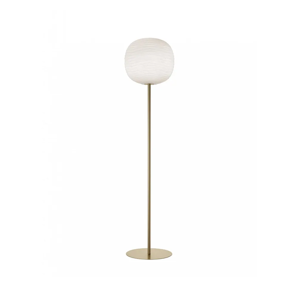 Gem golvlampa, vit, guldfärgat stativ Foscarini