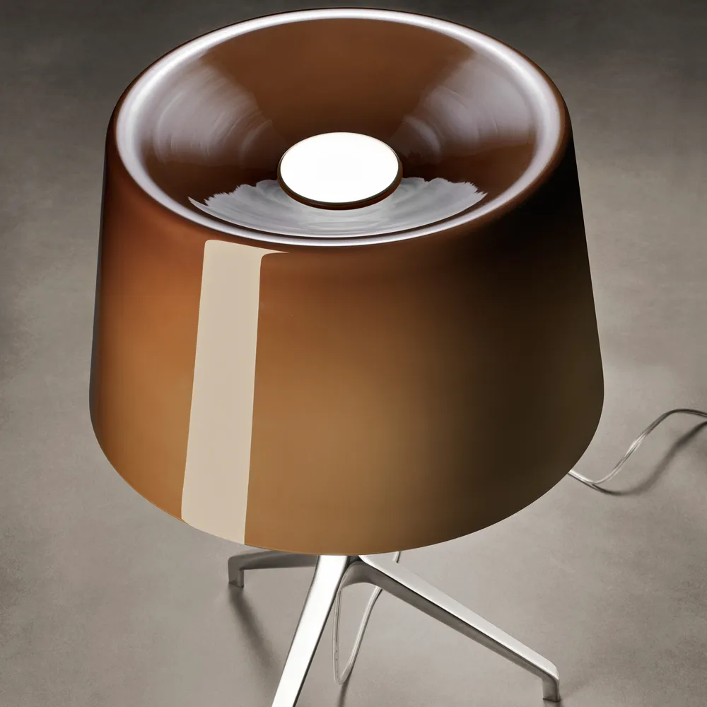 Lumiere XXS bordslampa, grå, munblåst glas, aluminium Foscarini