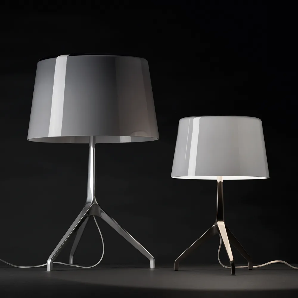 Lumiere XXS bordslampa, grå, munblåst glas, aluminium Foscarini