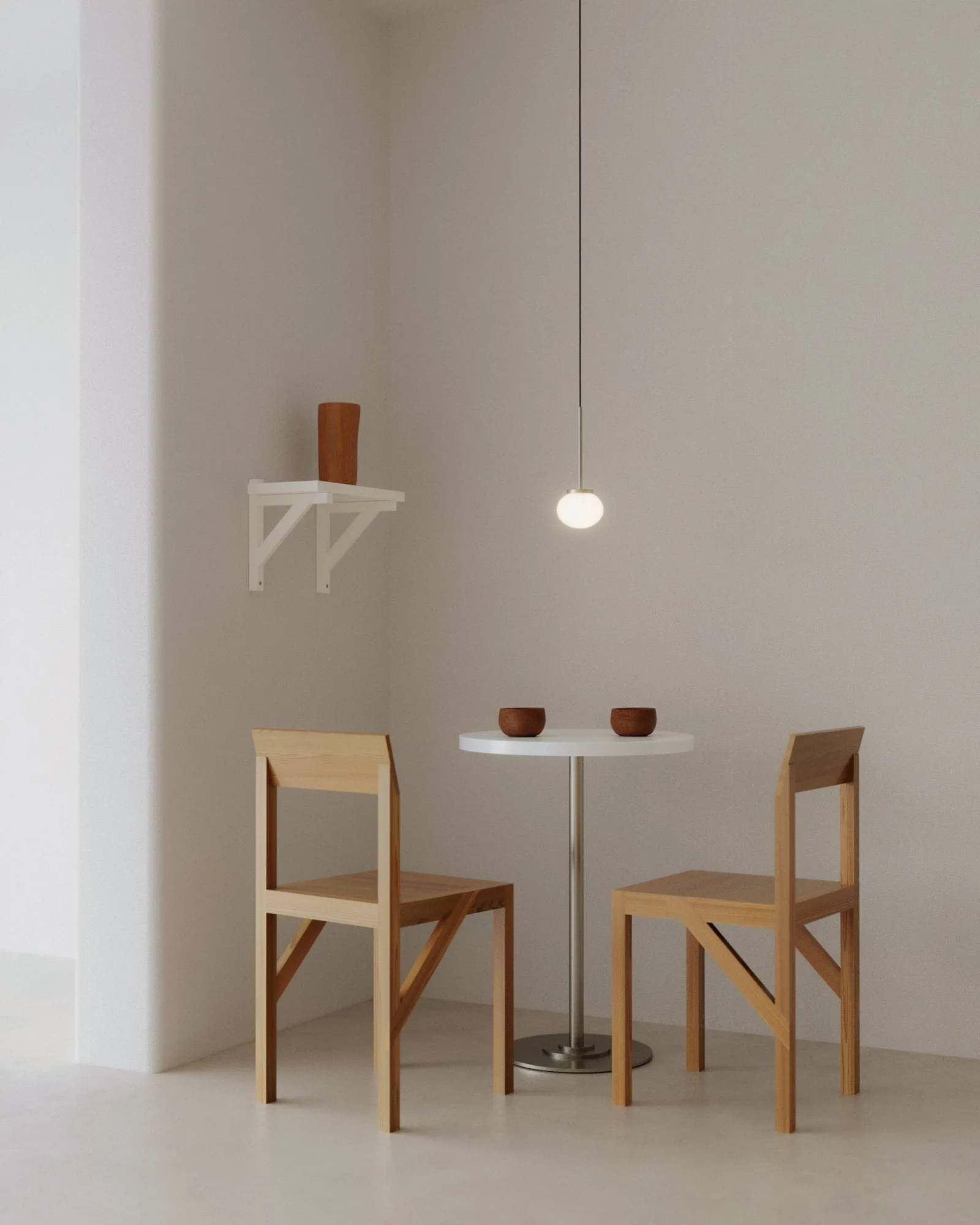 Ovoid Pendant Light Single pendel, Rostfritt stål, opalglas FRAMA
