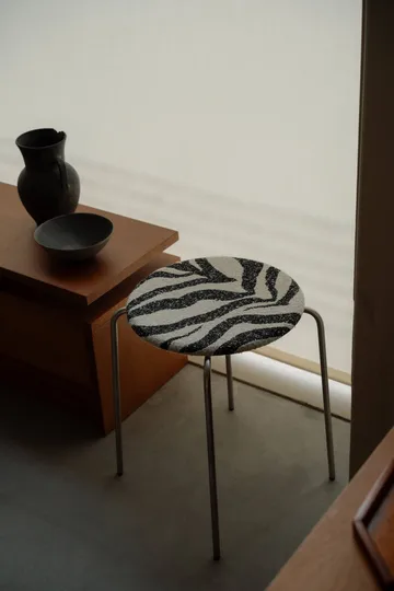 Petit Rond rund pall - Rostfritt stål-tyg Zebra - FRAMA