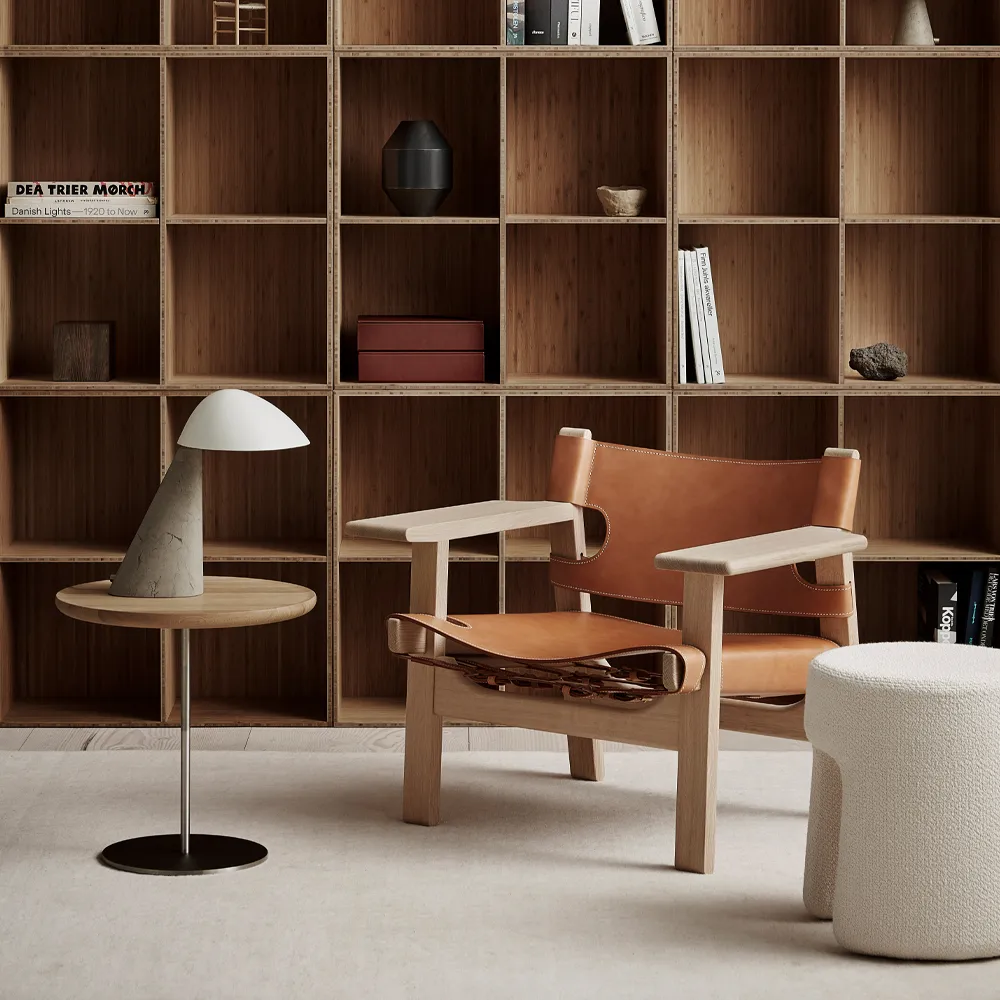 Den spanske stol fåtölj, Läder cognac-oljad ek Fredericia Furniture