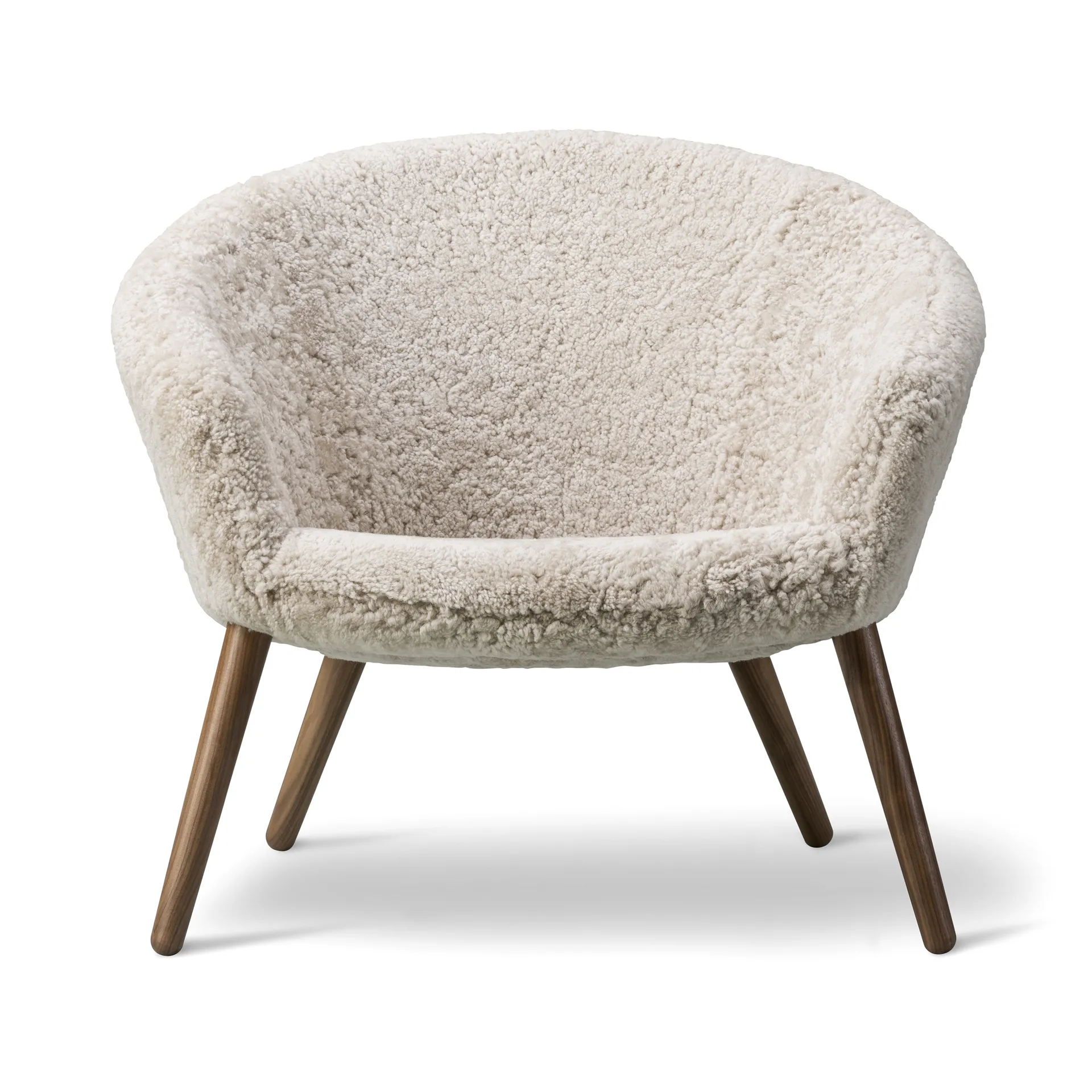Ditzel loungefåtölj fårskinn, Moonlight-walnut Fredericia Furniture