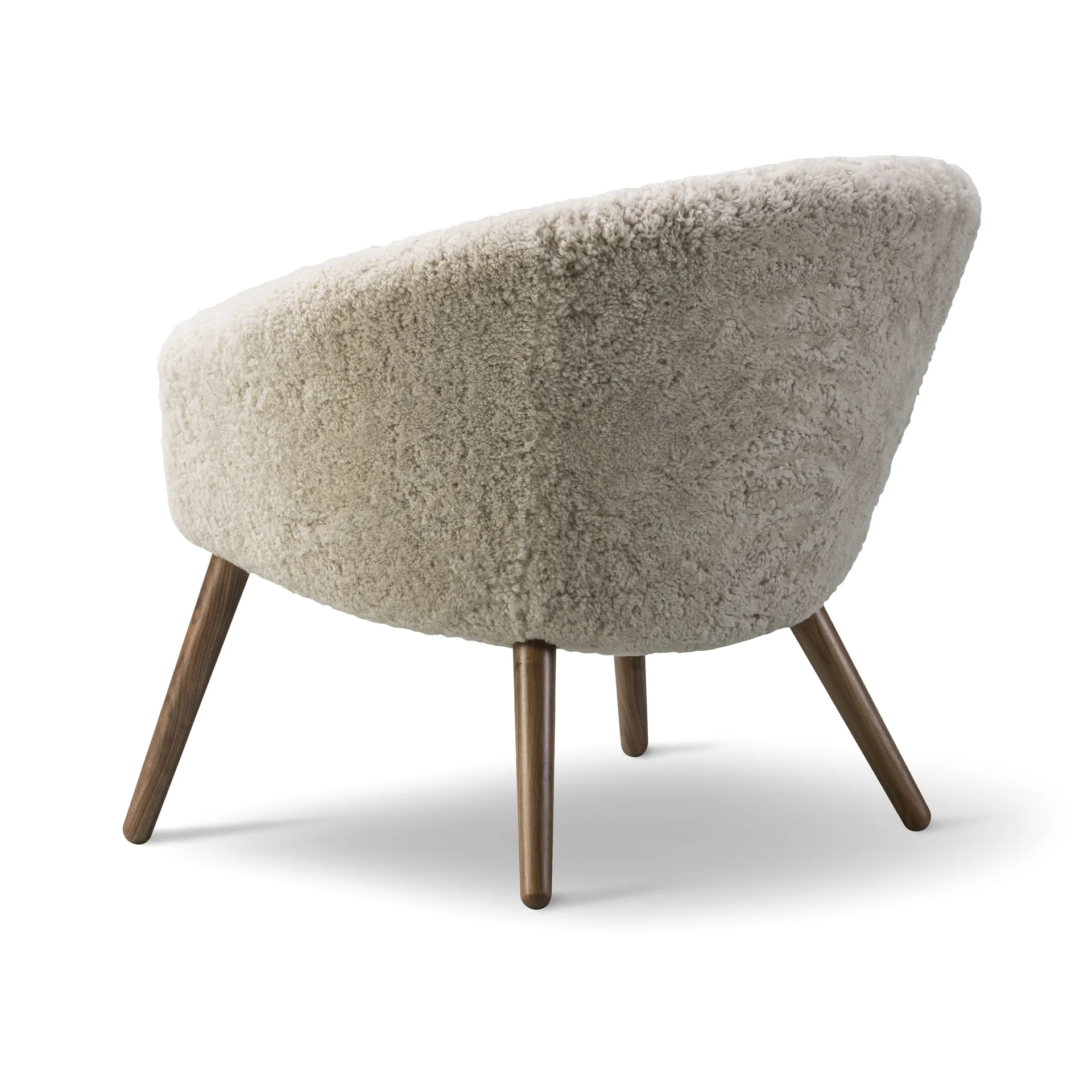 Ditzel loungefåtölj fårskinn, Moonlight-walnut Fredericia Furniture